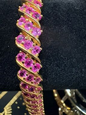 Pink Sapphire 18K Gold Vermeil 925 Sterling Bracelet